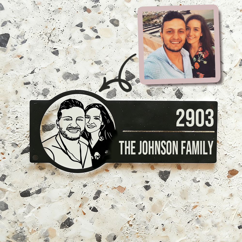 Personalized Couple Photo Metal House Number Sign Personalized Family Name Door Plaque For Home Address Decor And Housewarming Gifts