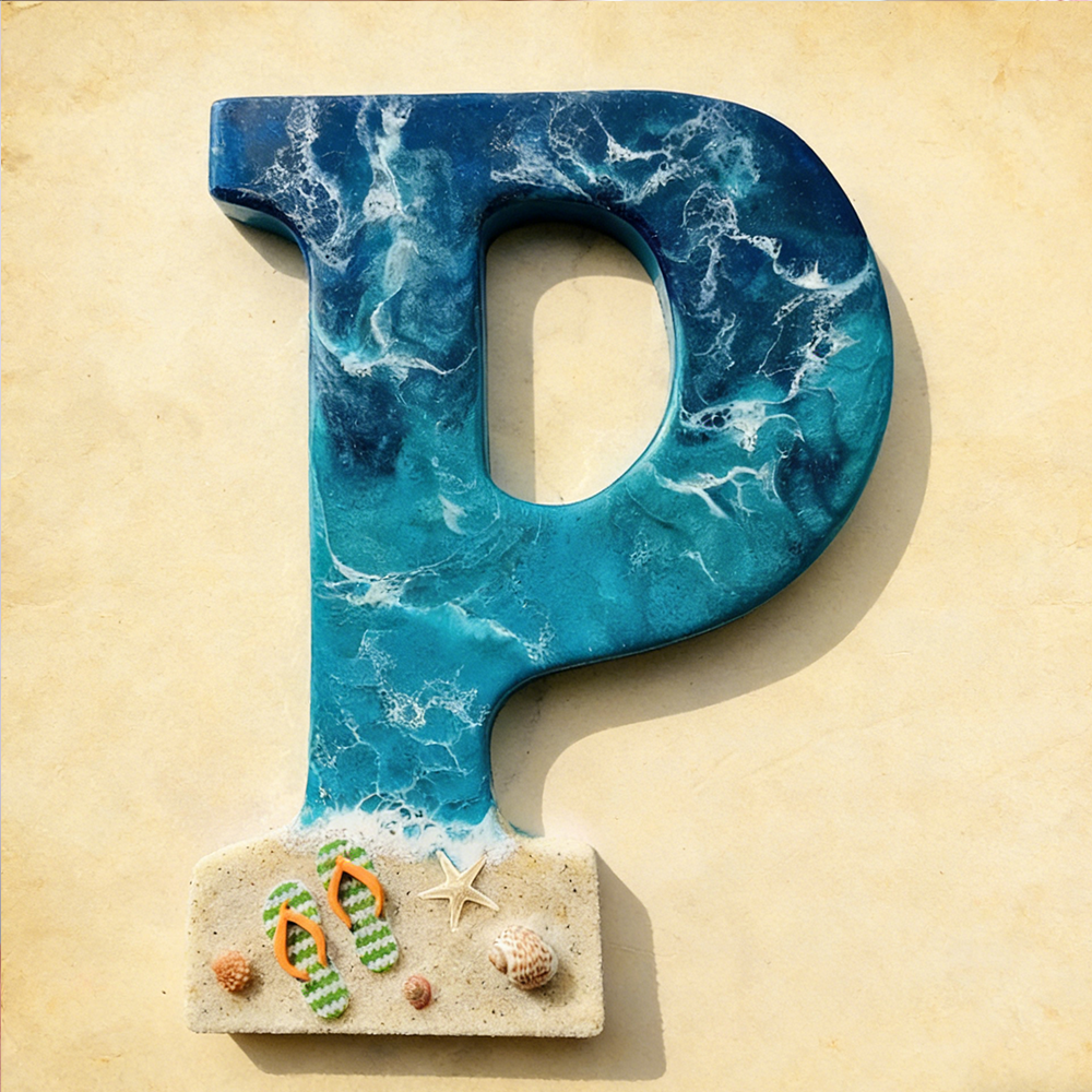 Personalized Ocean Resin Letter Decor Handmade Sea Turtle Starfish Shell Initial Wall Art For Coastal Home Decor Beach Themed Gifts