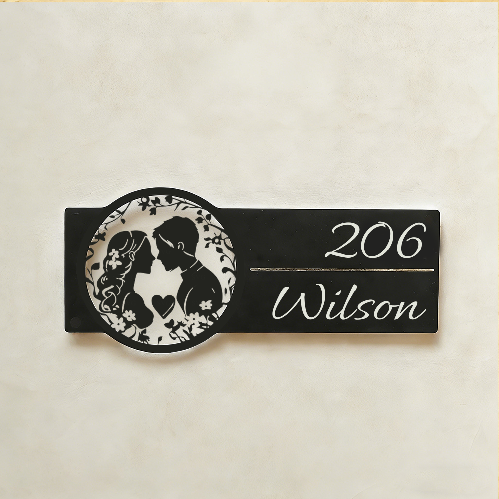 Personalized Couple Photo Metal House Number Sign Personalized Family Name Door Plaque For Home Address Decor And Housewarming Gifts