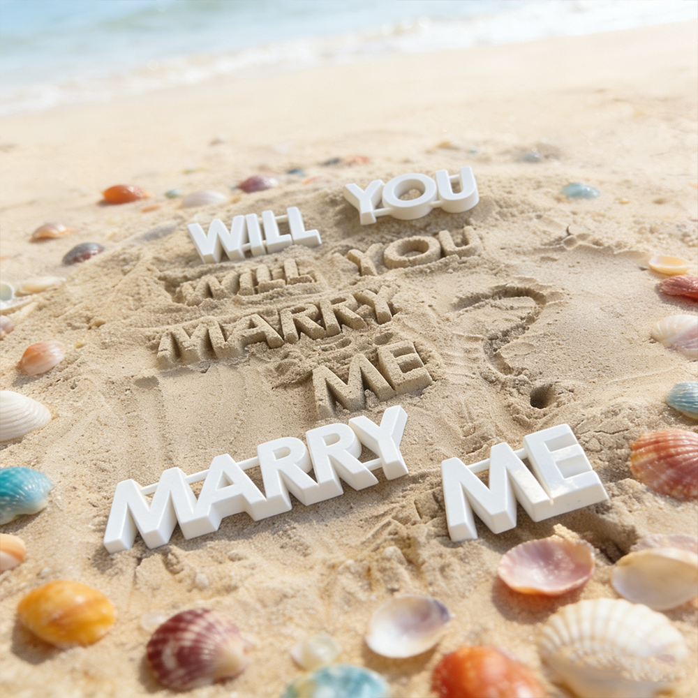 Personalized 3D Printed Will You Marry Me Sand Stamp Set Reusable Beach Proposal Stamps Ideal For Romantic Beach Marriage Proposals