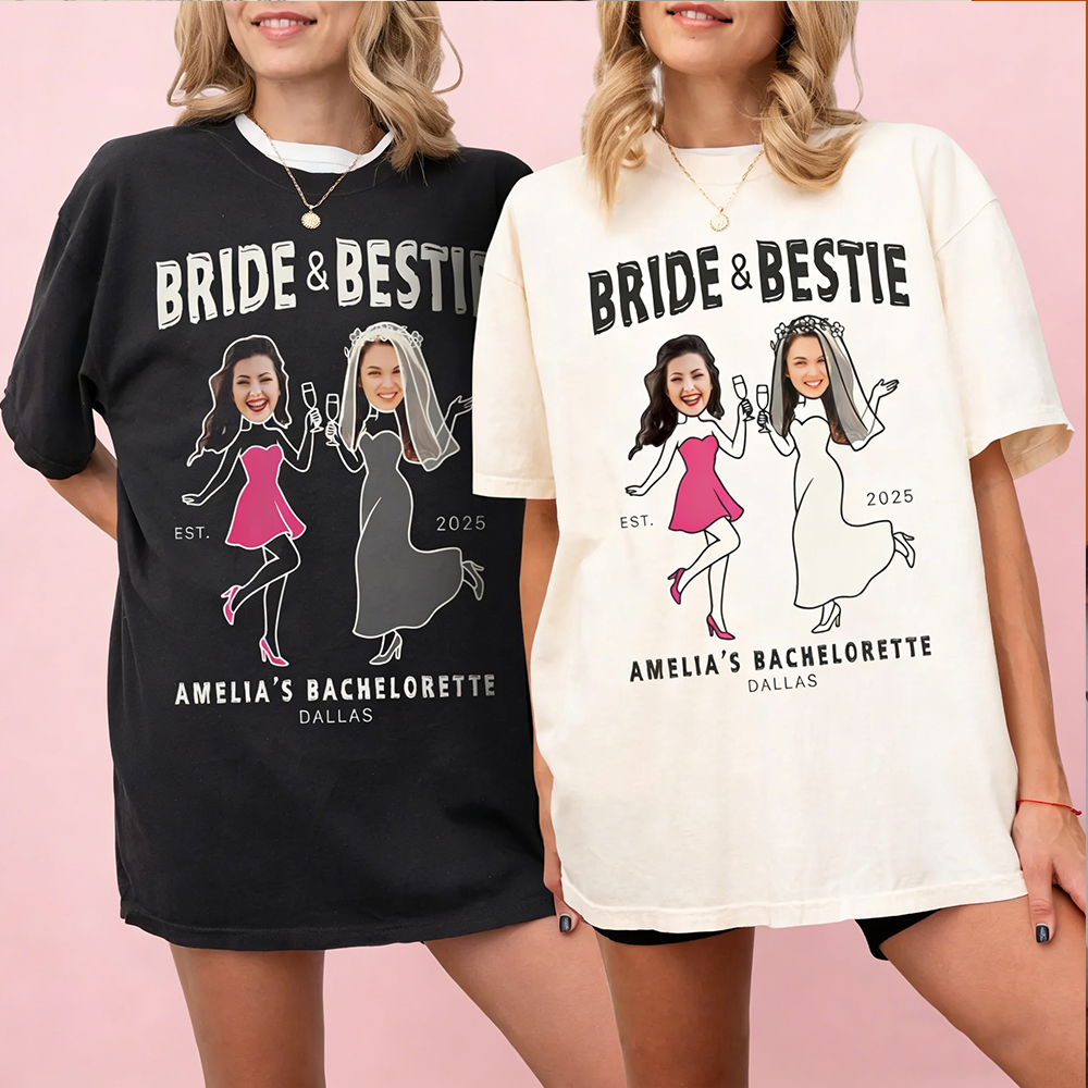 Personalized Custom Photo Bachelorette Sweatshirt Personalized Bride And Bestie Shirt With Face Insert Ideal For Bridal Party And Wedding Gifts