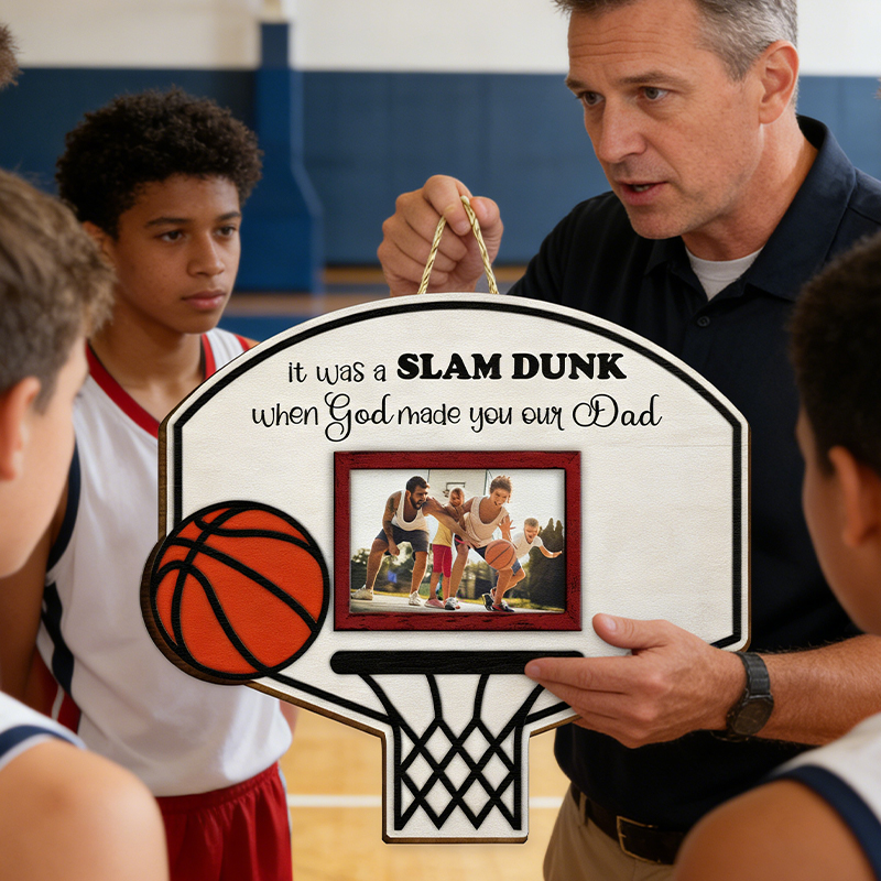 Personalized Basketball Hoop Photo Frame Wall Hanging  for Dad