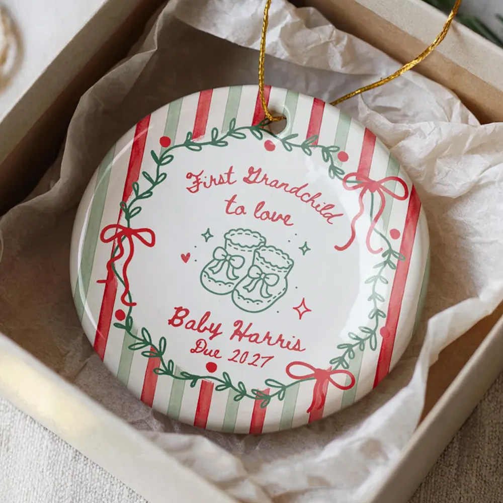 Promoted to Grandparents Again Ornament One More Grandchild to Love Pregnancy Announcement Gift Future Grandma Grandpa Christmas Keepsake