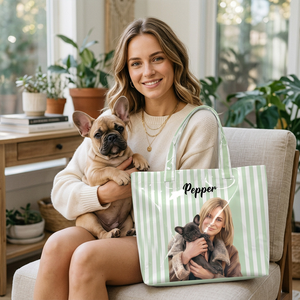 Personalized PVC Tote Bag With Custom Names Striped Vacation Gift For Women Mother Best Friends Summer Fun