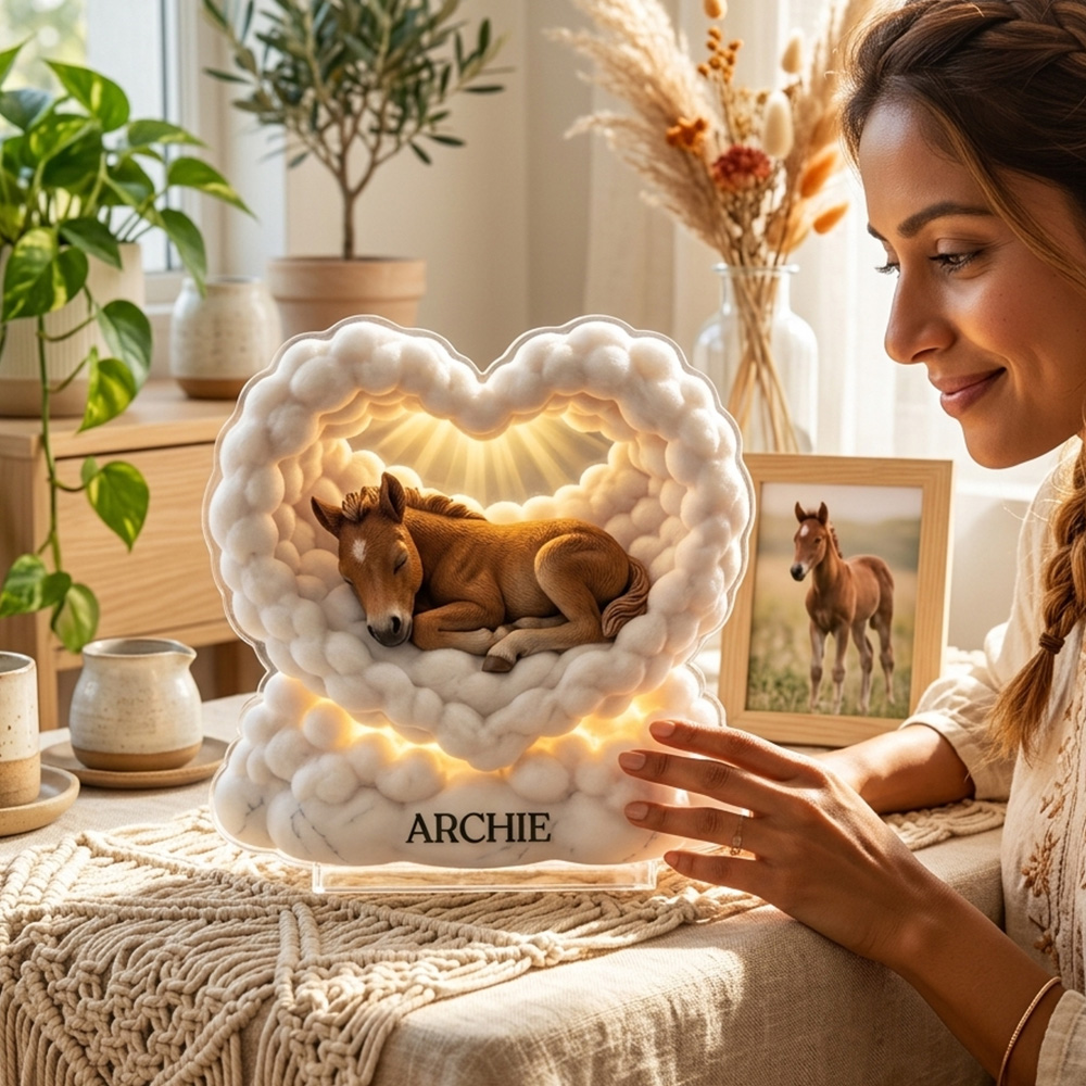 Personalized 3D-Effect Pet Memorial Cloud Heart Acrylic Plaque Custom Name Lamp Pet Loss Keepsake Gift For Pet Lovers