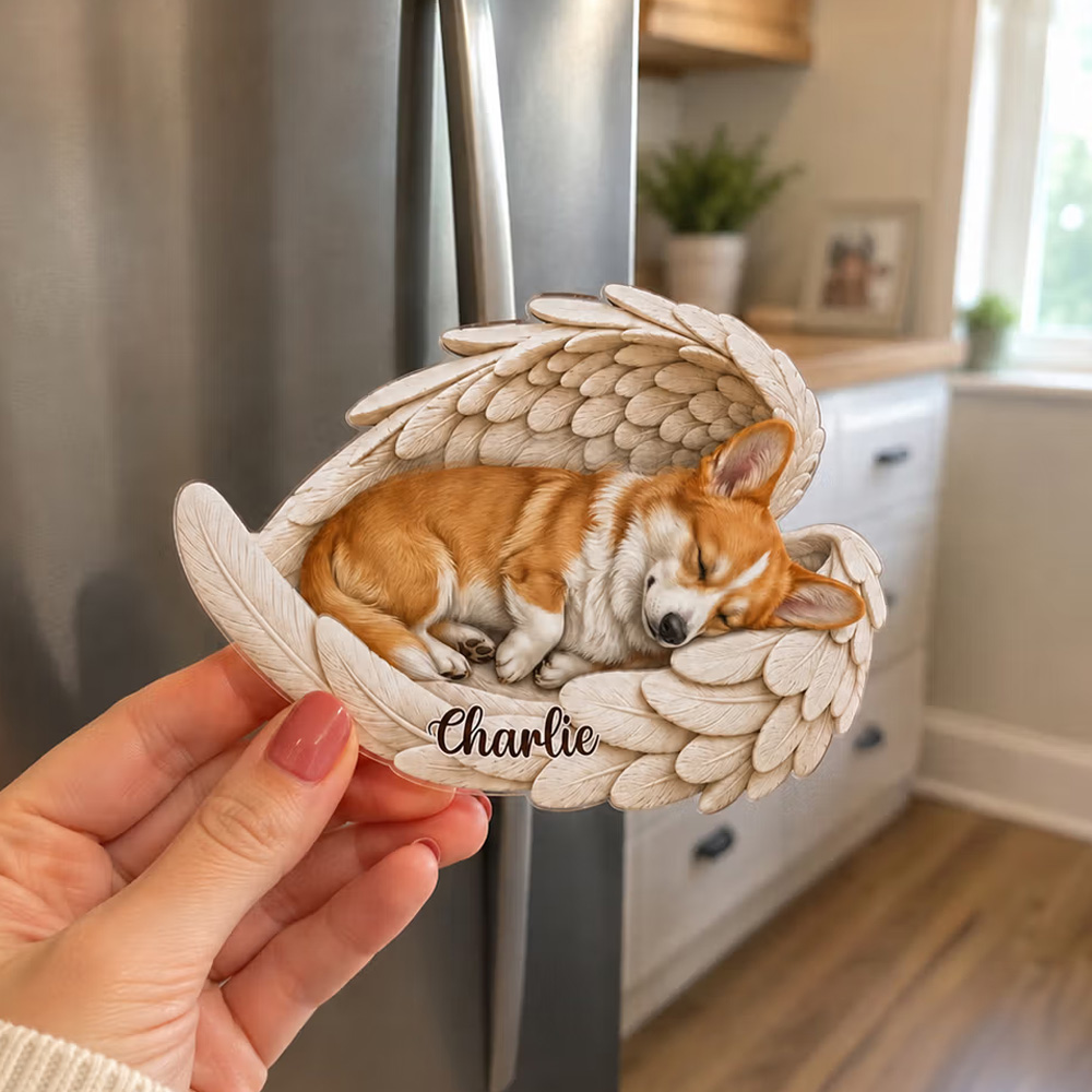 Personalized Pet Photo Wing Shape Fridge Magnet with Name Home Decoration Daily Use Birthday Memorial Sympathy Gift for Pet Lovers Pet Owners