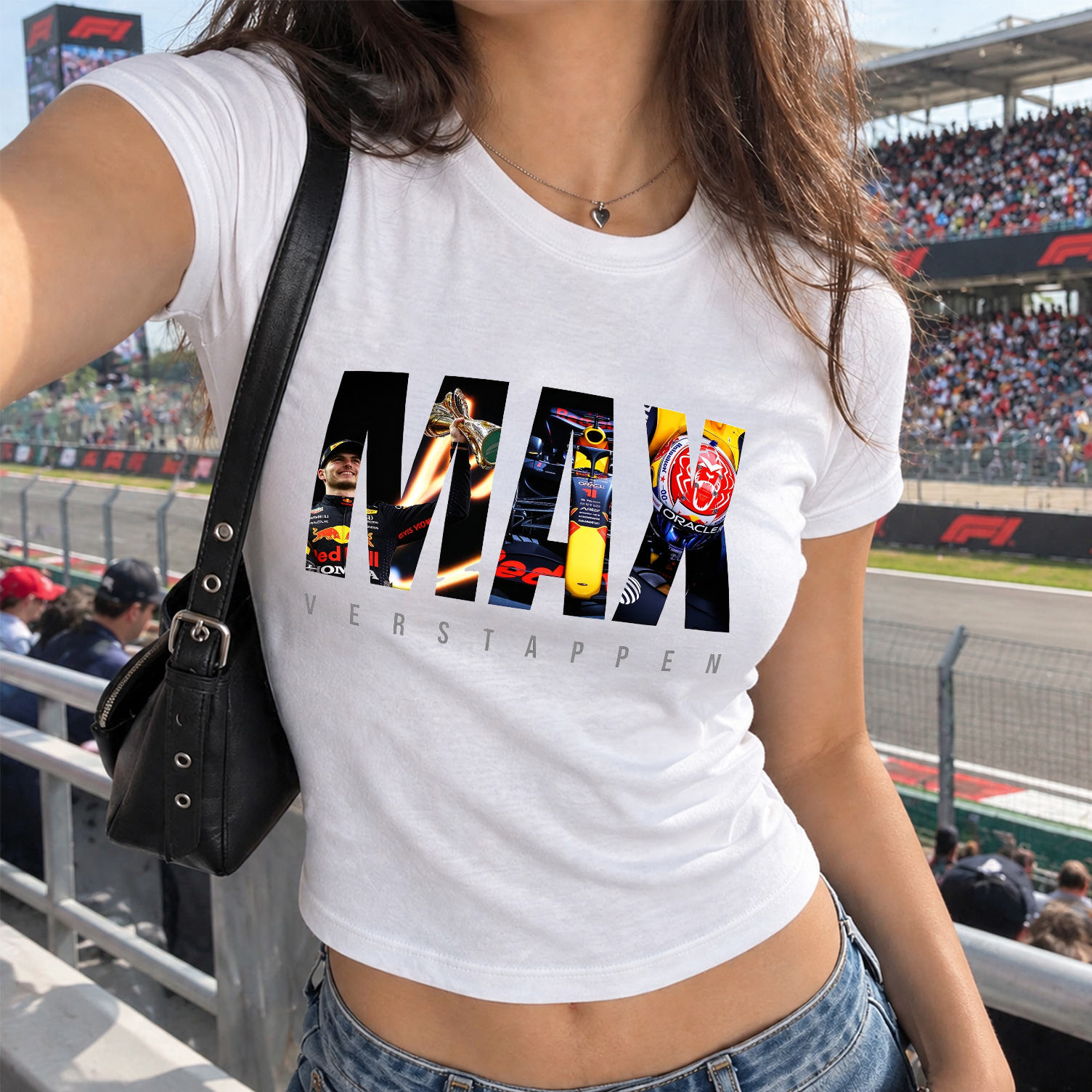 F1 Max Verstappen Baby Tee, Max Verstappen Photo Fill Cropped T-shirt, Formula 1 Women’s Crop Top, F1 Fan Gift