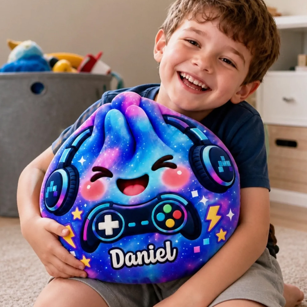 Personalized Shaped Pillow Custom Name Gamer and Rainbow Horse Gifts for Kids