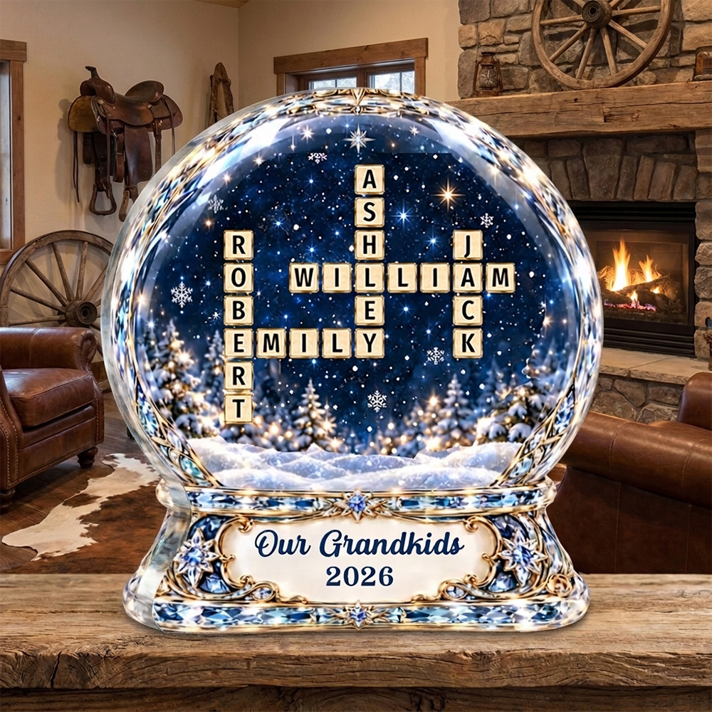 Personalized Acrylic Crystal Ball Family Plaque Custom Names & Year Meaningful Christmas Keepsake Gift