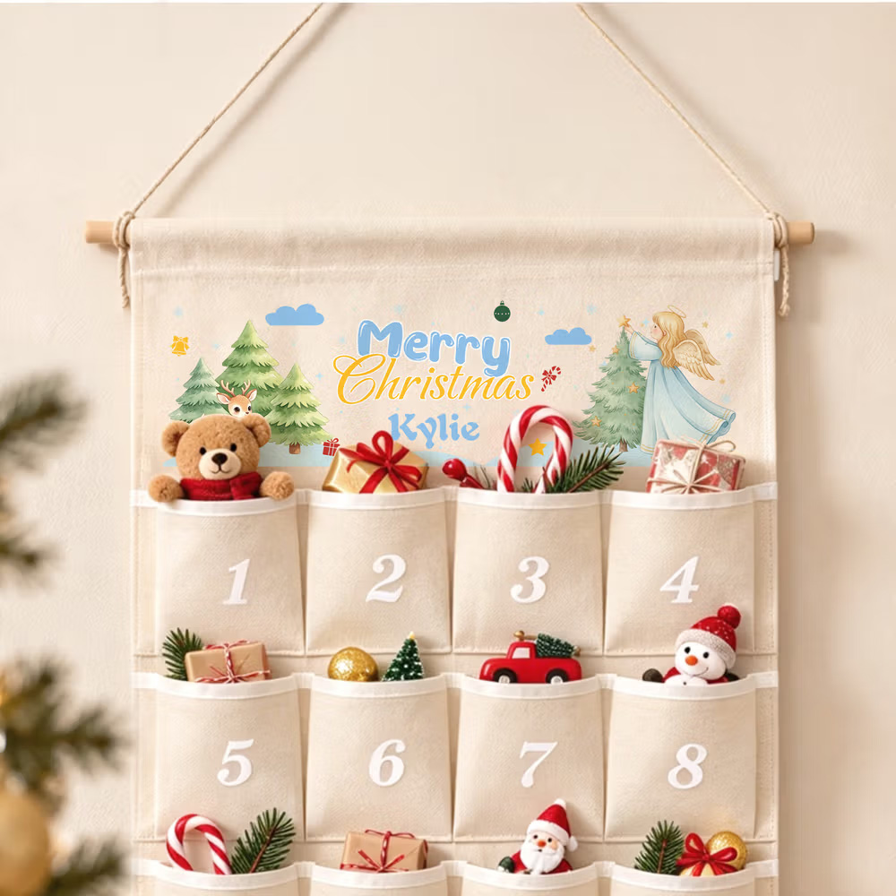 Personalized Festive Santa Claus Angel Christmas Advent Calendar Christmas Decorations Gift for Family Kids