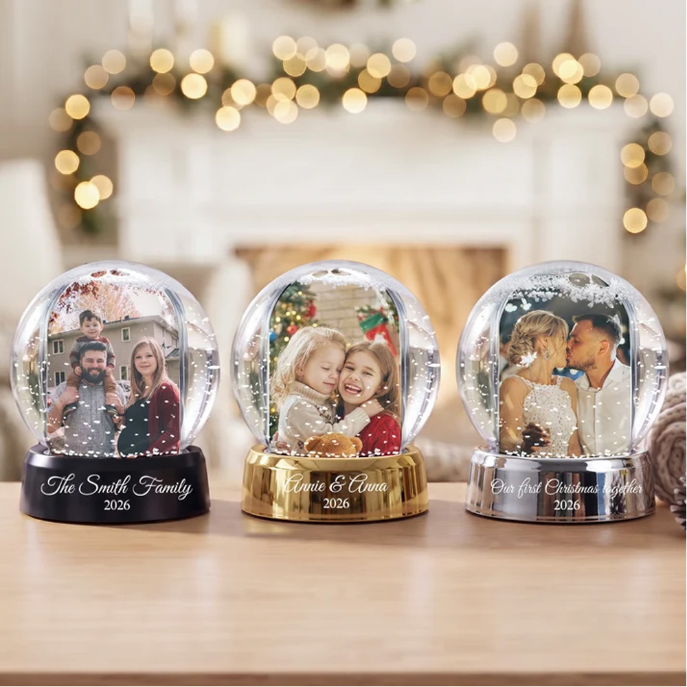 Personalized Photo Snow Globe Christmas Gifts For Family Kids Couple