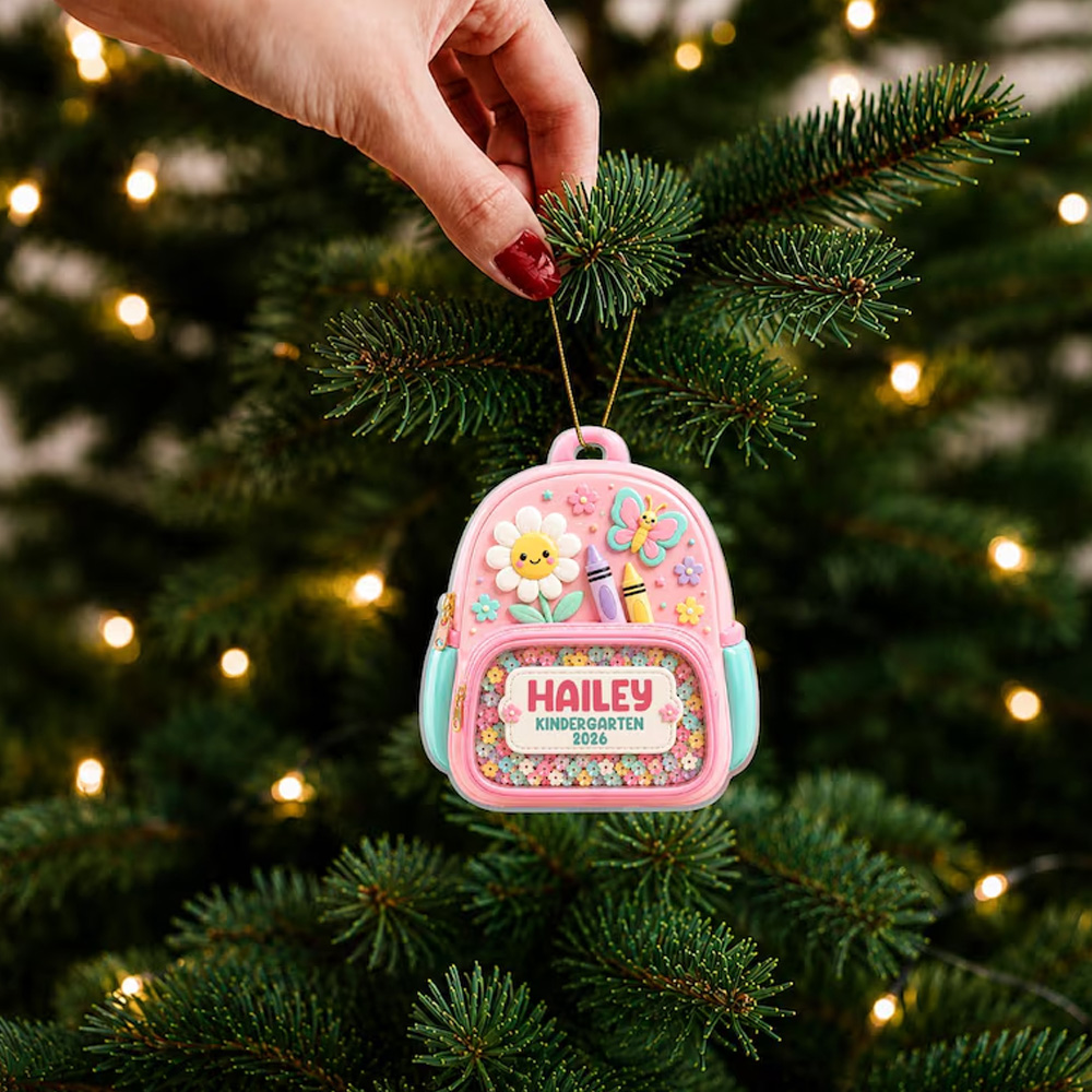 Personalized Backpack Ornament 2026 Kindergarten Ornament First Day of School Gift Class Of 2026 2D Acrylic Christmas Keepsake for Kids