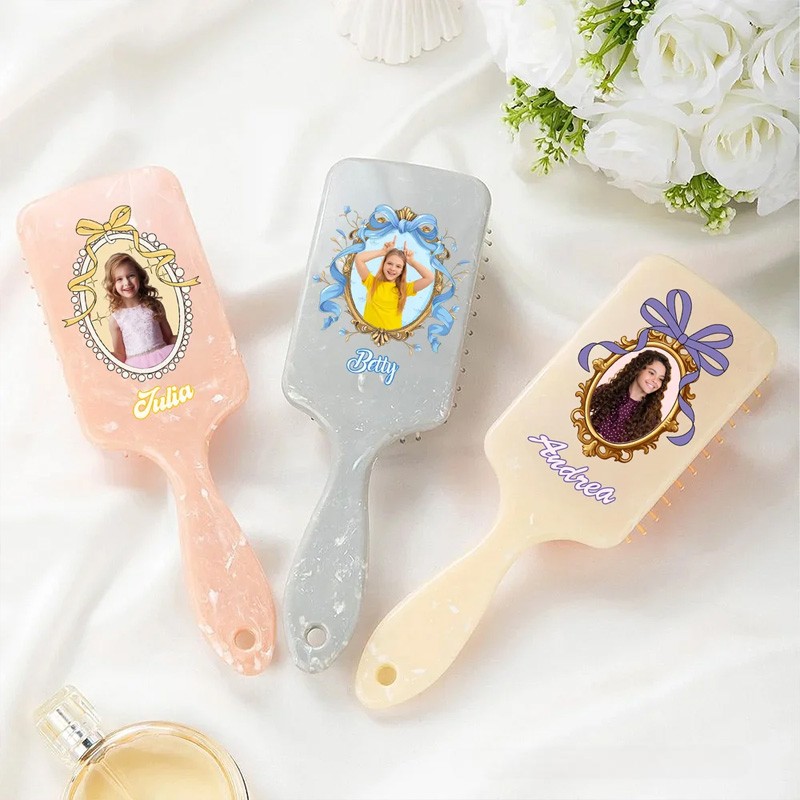 Personalized Photo Hair Brush Anti-Static Massage Comb with Name Bachelorette Party Birthday Christmas Gift for Daughter Girl