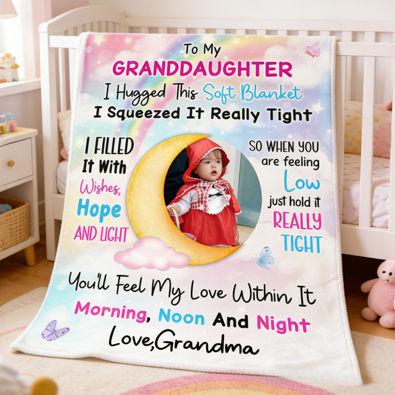 Personalized I Hugged This Soft Blanket I Squeezed It Really Tight Grandson Photo Blanket Home Decor Birthday Gift for Kids