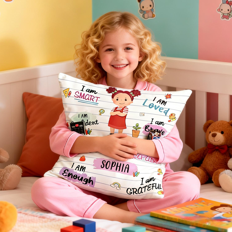 Personalized I Am Confident Pocket Pillow with Name Birthday Gifts for Kids  