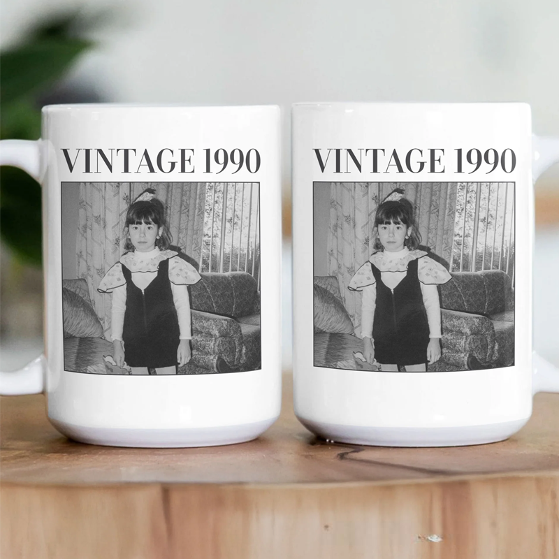 Personalized Vintage Photo and Year Photo Mug Birthday Gift for Kids
