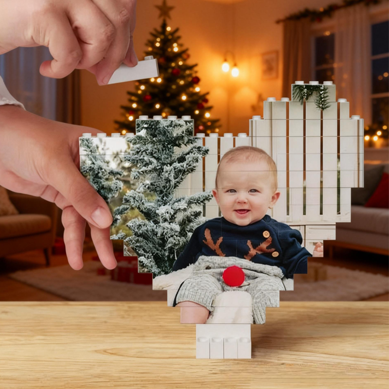 Personalized Photo Heart Shape Block Puzzles Photo Gift Gifts for Father Mother Daughter Son Friend Sister Besties Birthday Christmas Gift for Family