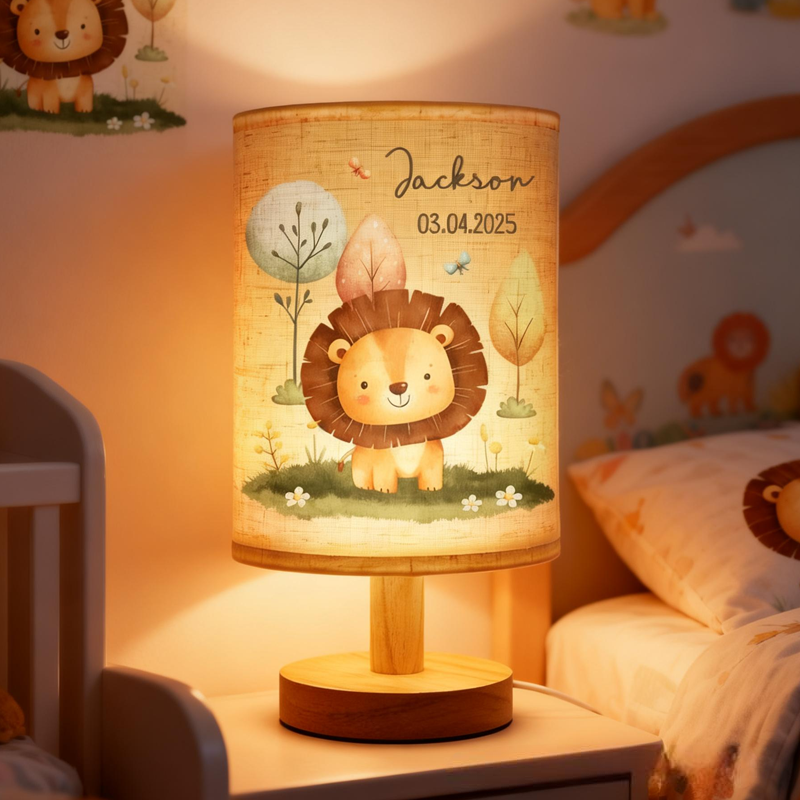 Personalized Baby Animal Fabric Lamp Birthday Gift for Baby or Kids