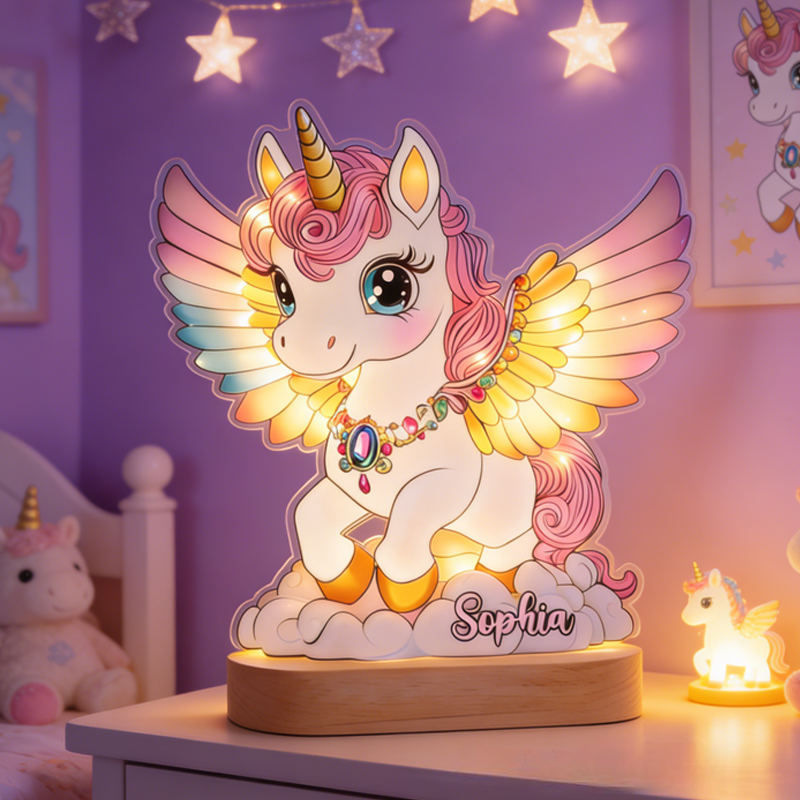 Personalized Beautiful Dream Horse Kid Shaped Plaque Light Base Birthday Gifts Gift for Kids