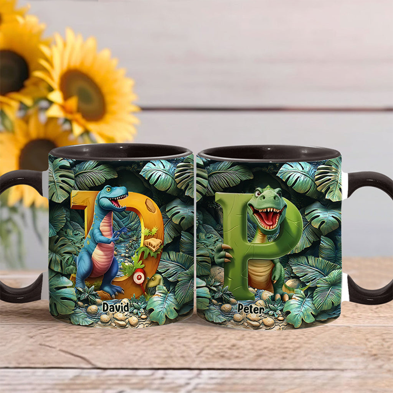 Personalized Dinosaur Letter Kid Accent Mug Dinosaur Lover Gift Birthday Gift