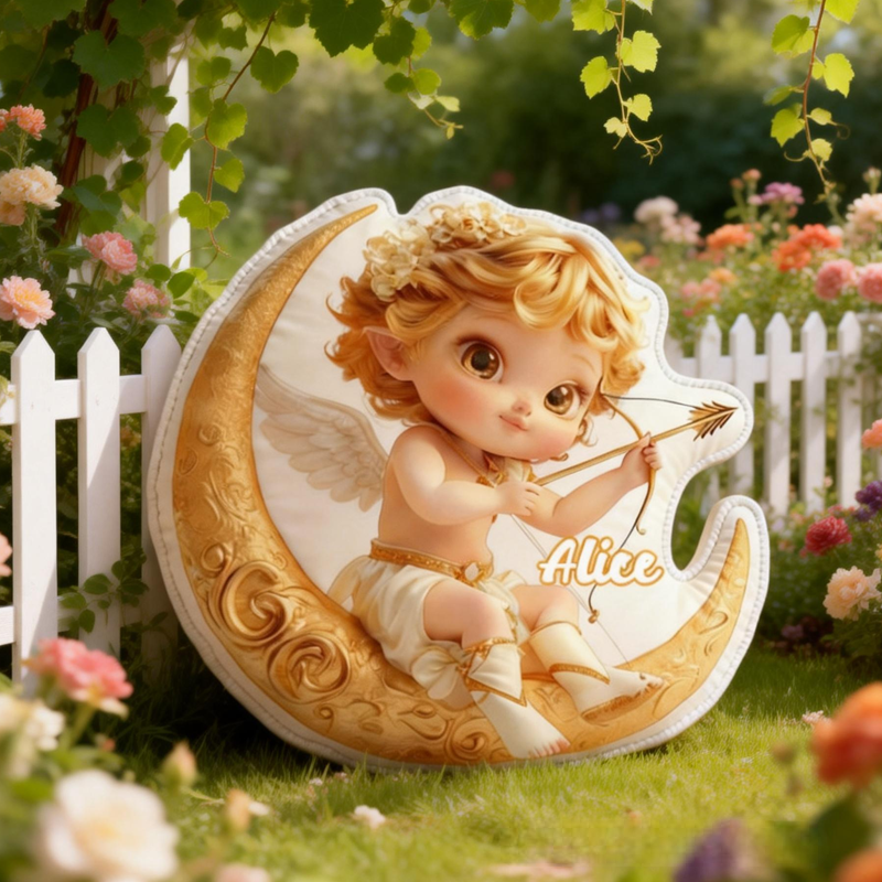 Personalized Cute Valentine's Day Cupid with Name Graphic 3D Print Pillow Valentine's Day Gifts Funny Gifts