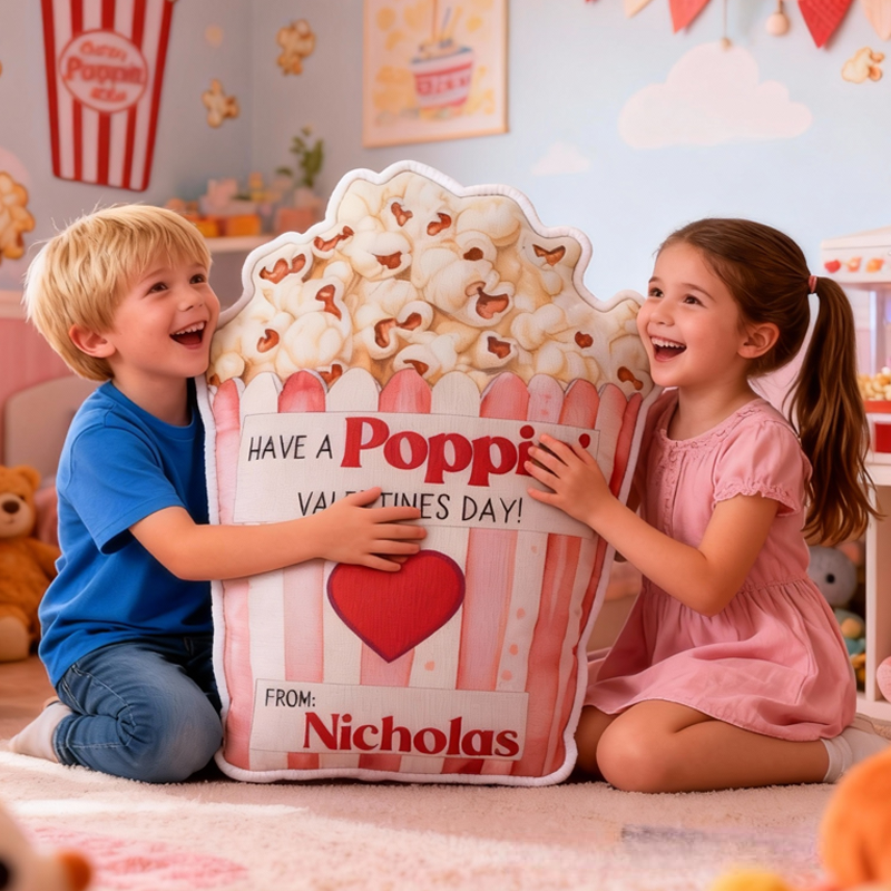 Personalized Valentine's Day Popcorn with Name Graphic 3D Print Pillow Valentine's Day Gifts Funny Gifts
