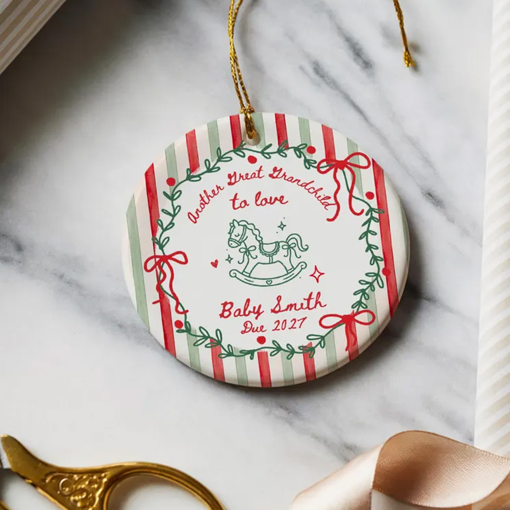 Promoted to Grandparents Again Ornament One More Grandchild to Love Pregnancy Announcement Gift Future Grandma Grandpa Christmas Keepsake