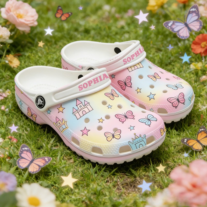 Personalized Butterfly Theme Custom Name Cute Colorful Bow and Flower