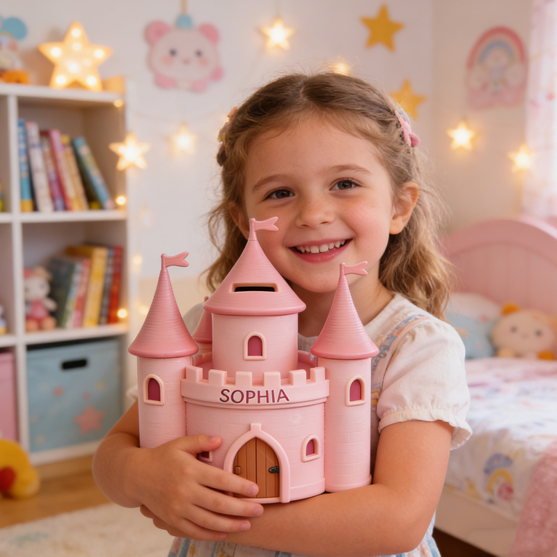 Personalized Princess Castle Theme Name Custom Kids Savings Coin Money Box Cute Room Decor Gift 3D Printing Piggy Bank