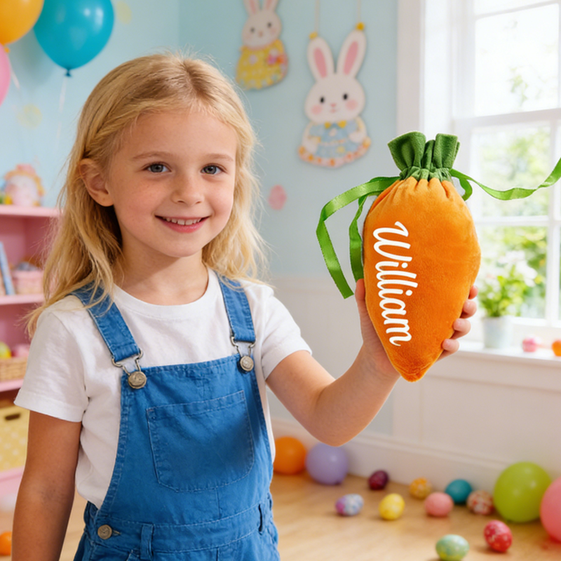 Personalised Easter Carrot Bag Gift Easter Gift Easter Basket Stuffers Easter Party Favors Easter Treat Bags Carrot Shaped Gift Bags