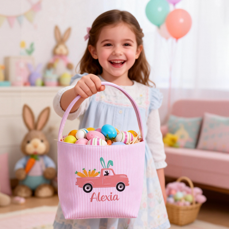 Personalized Easter Basket Easter Basket Monogram Easter Basket Girls Basket Boys Basket Girls Easter Basket Embroidered Rabbit