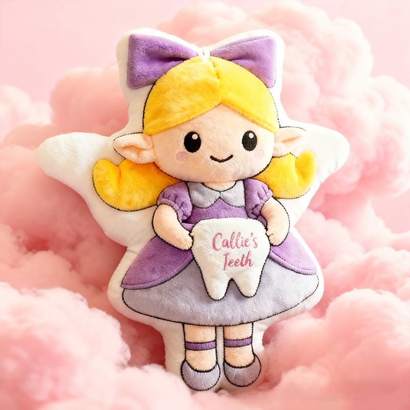 Personalized Tooth Fairy Girl Name Custom Kids Gift Cute Magical Soft Plush Lovely Decorative Graphic 3D Print Pillow