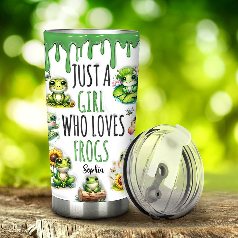 Personalized Frog Lover Tumbler with Cute Frog Graphics and Custom Name for Girls Who Adore Frogs Tumbler