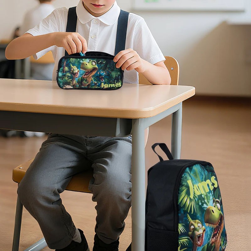 Personalized Cartoon Dinosaur Fantasy Dream Horse Backpack Lunch Bag Pencil Case Set with Name Back to School Birthday Gift for Boys Girls