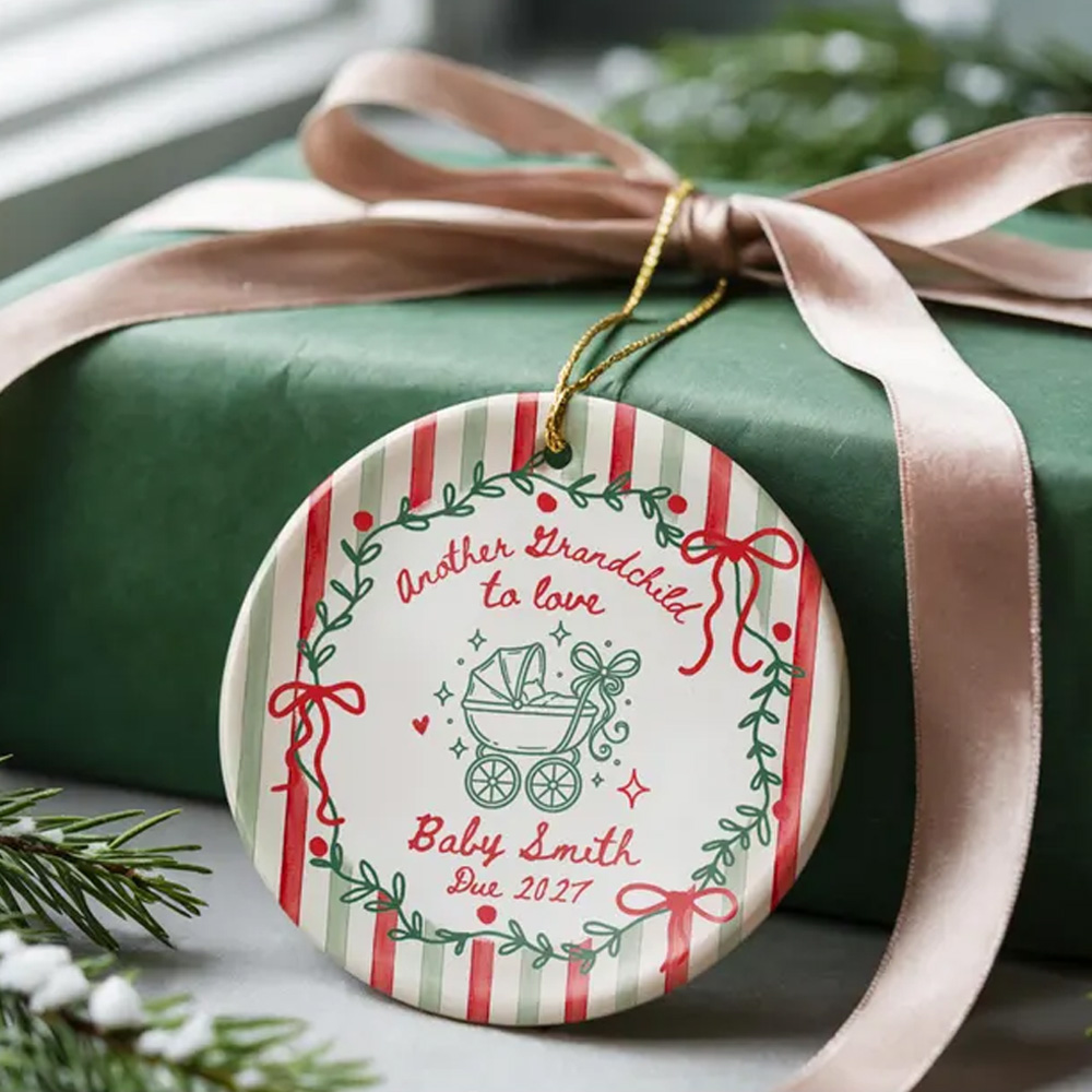 Promoted to Grandparents Again Ornament One More Grandchild to Love Pregnancy Announcement Gift Future Grandma Grandpa Christmas Keepsake