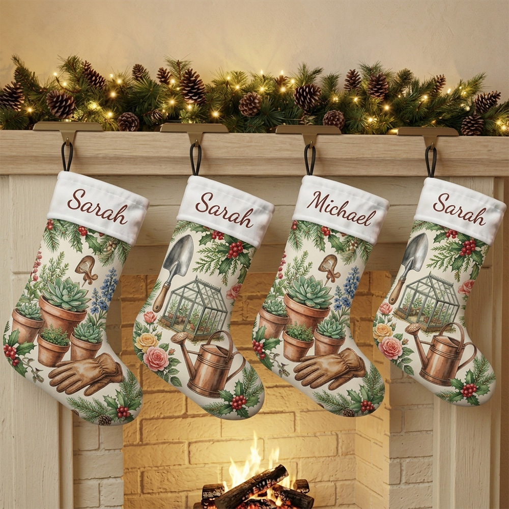 Personalized Gardener Christmas Stocking Custom Name Gardening Plants