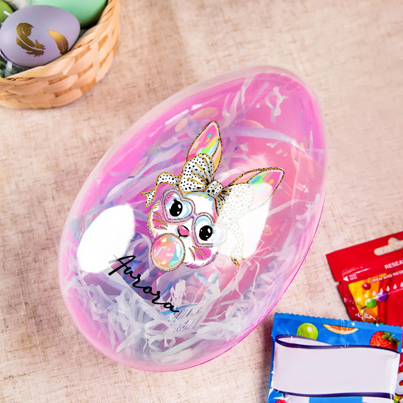 Personalized Easter Bunny Fillable Jumbo Easter Egg with Name Holiday Basket Stuffers Easter Birthday Party Favors Gift for Kids