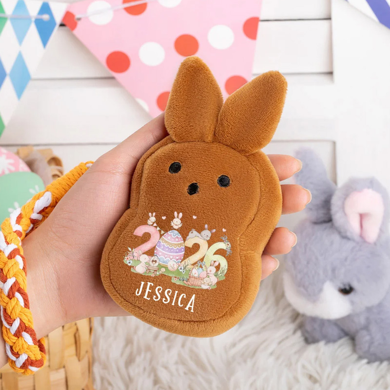Personalized 2026 Easter Eggs Colorful Bunny Plush Wallet Coin Purse with Name Birthday Back to School Easter Gift for Kids