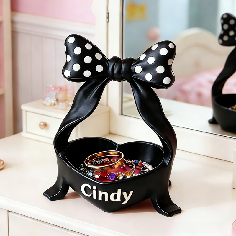3D Printed Cute Bow Jewelry Organizer Vanity Decor Lipstick and Cosmetic Holder Stylish Desktop Storage