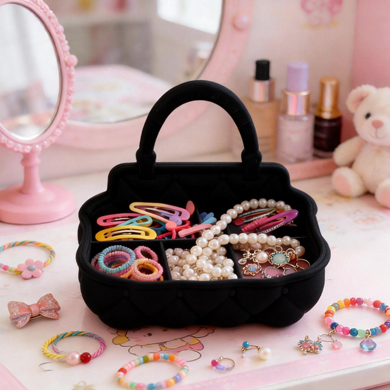 3D Printed Jewelry Organizer Cute Bag Shaped Vanity Decor Lipstick and Cosmetic Holder Stylish Desktop Storage