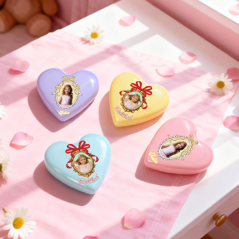 Personalized Sweet Heart Shaped Custom Name Mini Mirror Detangling Travel Folding Cushion Comb