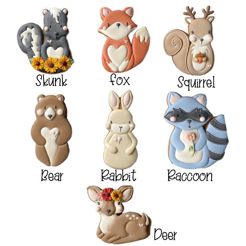 Adorable Woodland Creature Bunny Fox Deer Raccoon Skunk Baking Gift Cookie Cutter