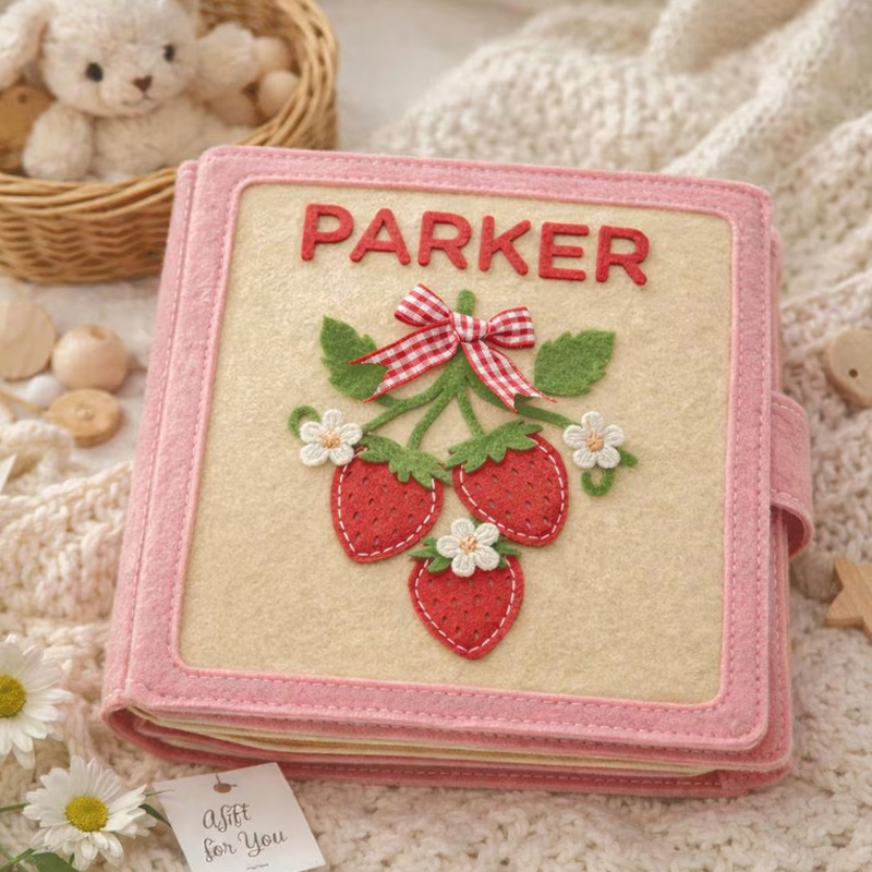 Personalized Cute Fruit Design Custom Name Montessori Sensory Learning Toy For Kids Handmade Felt Quiet Book