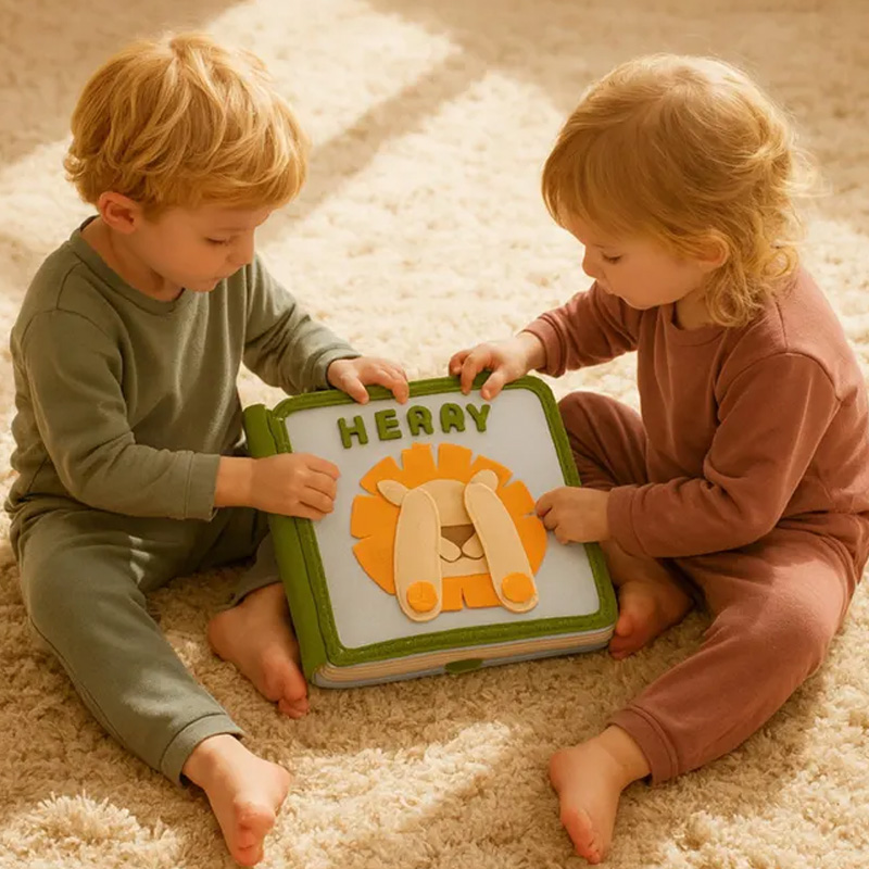 Personalized Jungle Animal Design Custom Name Learning Busy Sensory Play Gift For Kids Handmade Felt Quiet Book