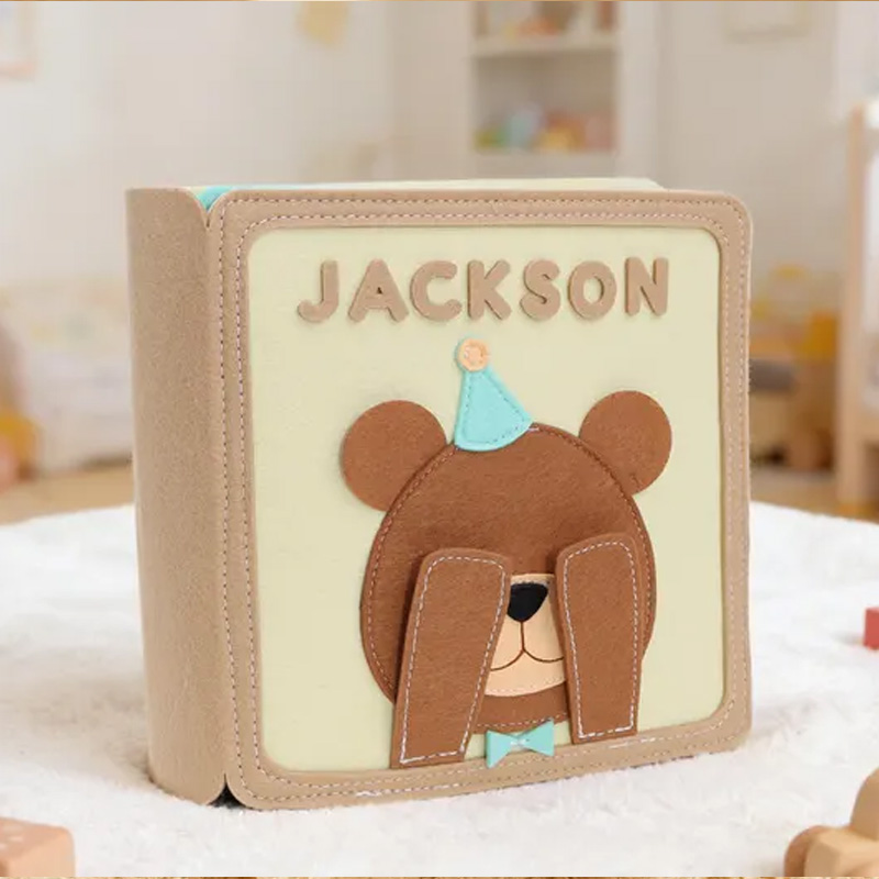 Personalized Bear Theme Custom Name Montessori Sensory Learning Activity Toy For Toddlers Handmade Felt Quiet Book