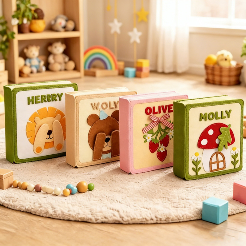 Personalized Forest and Animal Design Custom Name Educational Sensory Busy Play Gift Handmade Felt Quiet Book
