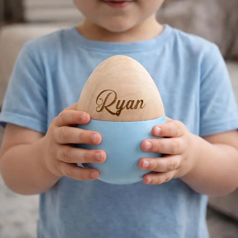 Personalized Wooden Pastel Theme Custom Name Gift For Kids Spring Holiday Surprise Box Easter Egg