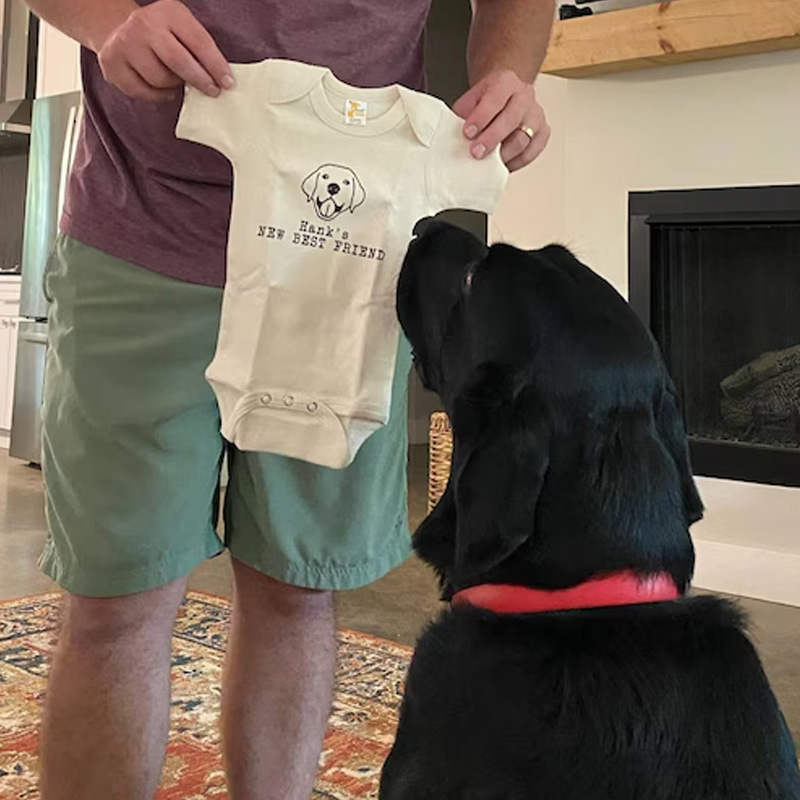 Personalized Pet Photo Best Friends Theme Custom Face and Name Puppy Outline Unique Family Outfit Baby Bodysuit