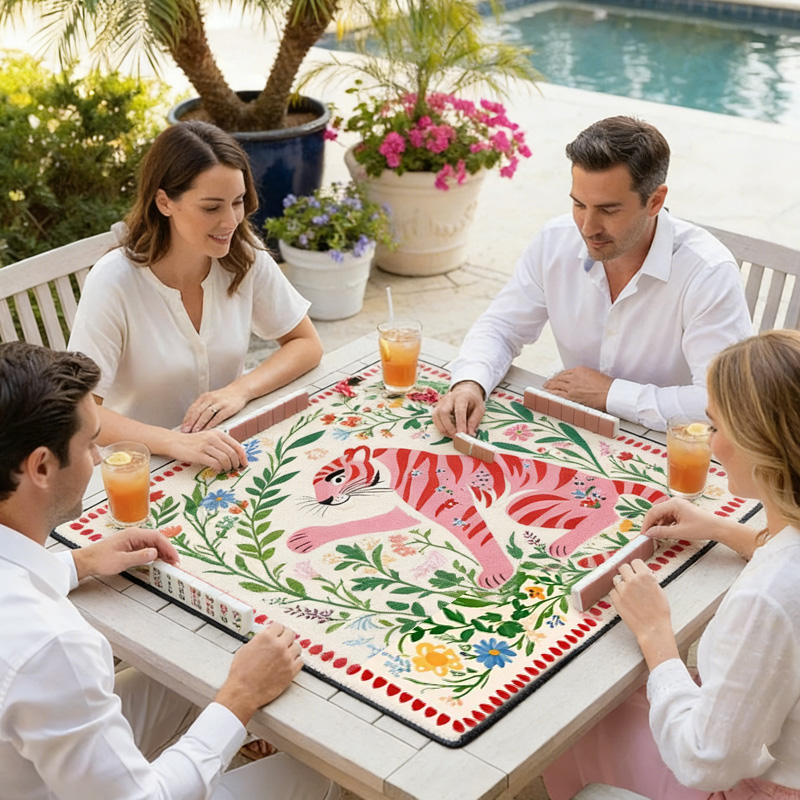 Personalized Floral Animal Theme Waterproof Table Protector Family Game Gift Mahjong Mat