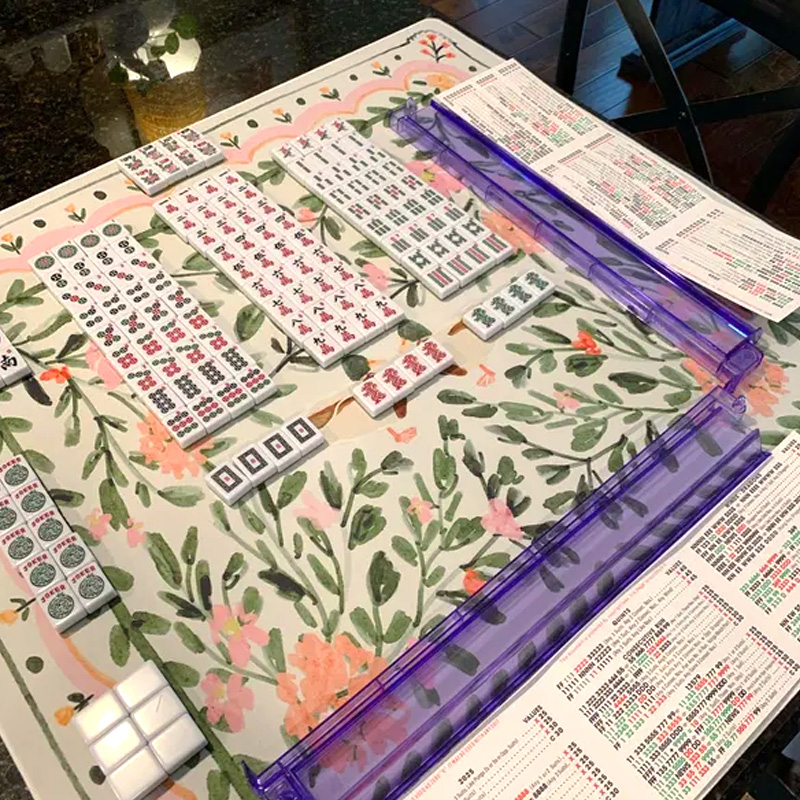 Botanical Floral Pattern Waterproof Non Slip Table Protector Gift Mahjong Mat Gift for Family